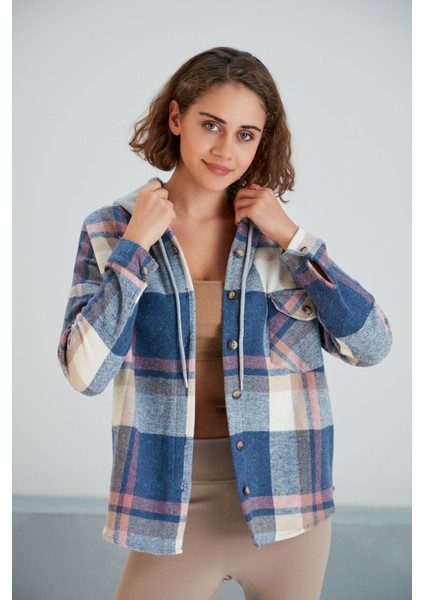 Kadın Çok Renkli Soft Mavi Oduncu Oversize Ceket Gömlek fırsatları