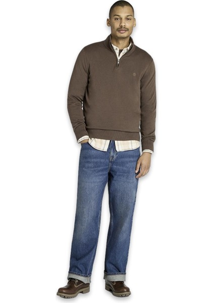 TB0A2BMX Williams River Cotton Yd 1/4 Zip Sweater Kahverengi Erkek Sweatshirt fırsatları