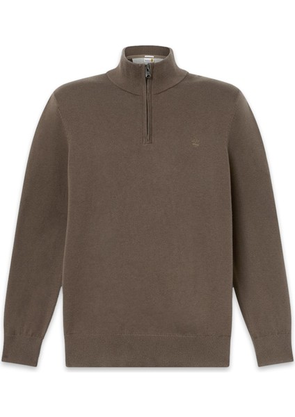 TB0A2BMX Williams River Cotton Yd 1/4 Zip Sweater Kahverengi Erkek Sweatshirt indirimleri