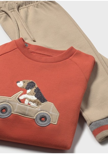 Erkek Bebek 3\'lü Takım (1-4 Yaş) – Köpek Baskılı Sweatshirt ve 2 Adet Eşofman Altı fırsatları