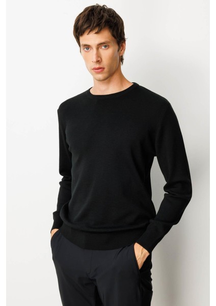 Erkek Sıfır Yaka Çelik Örgü Yün Kazak Siyah indirimleri