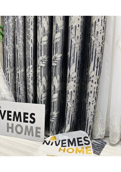 Nivemeshome Ata FT614168 V-502 Lacivert 1/3 Sık Pileli Fon Perde Apm indirimleri