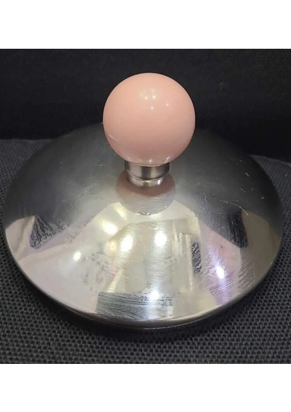 Çaydanlık Demlik Için Pembe Plastik Tutmaçlı Metal Gümüş Renk 1 Adet 10CM Kapak
