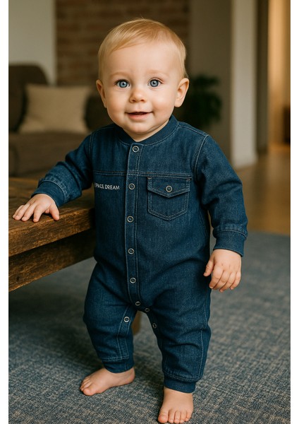 Bebek Unisex Pamuklu Space Dream Kot Tulum