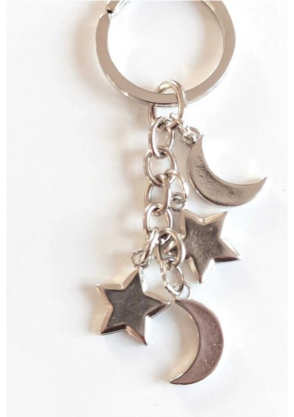 Ay ve Yıldızlardan Oluşan Metal Anahtarlık
