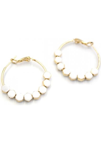 Mineli Halka Küpe - Beyaz fiyatları