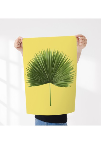 Çerçevesiz Poster Palmiye Yaprağı Temalı Dijital Baskı Poster, Sarı Renk, Ev, Ofis, Salon