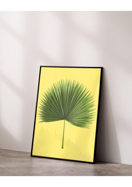 Çerçevesiz Poster Palmiye Yaprağı Temalı Dijital Baskı Poster, Sarı Renk, Ev, Ofis, Salon