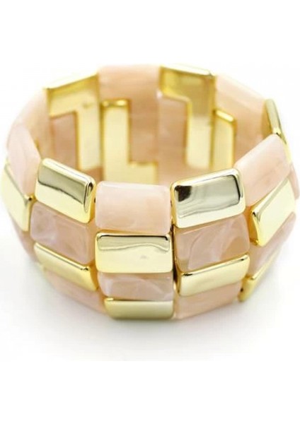 Lastikli Taşlı Bilezik - Pembe