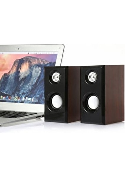 C-8003 USB Ahşap Desen Pc Hoparlör Subwoofer Ses Sistemi modelleri