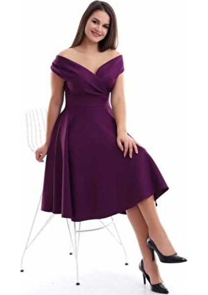 Mürdüm Kayık Yaka Elbise F107 modelleri