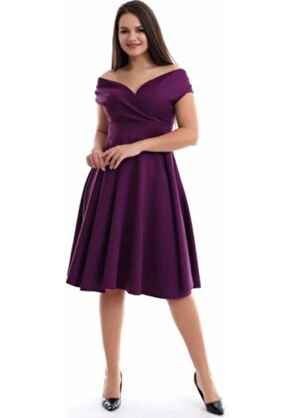 Mürdüm Kayık Yaka Elbise F107 indirimleri