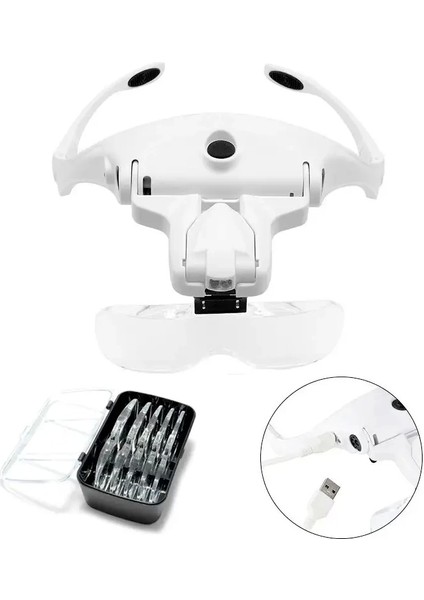 Şarjlı Gözlük Büyüteç Çalışma Büyüteci 5 Lensli 9892B2C indirimleri