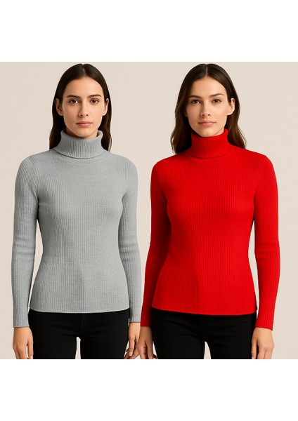 2li Pamuklu Balıkçı Yaka Kaşkorse Şardonlu Slimfit Boğazlı Kazak