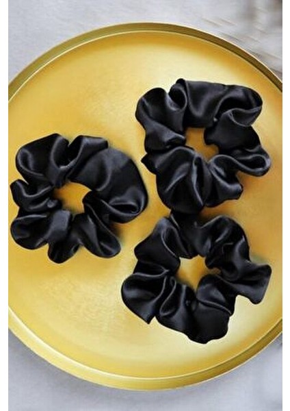 Kadın 6'lı Siyah Saten Saç Lastik Toka Seti fiyatları