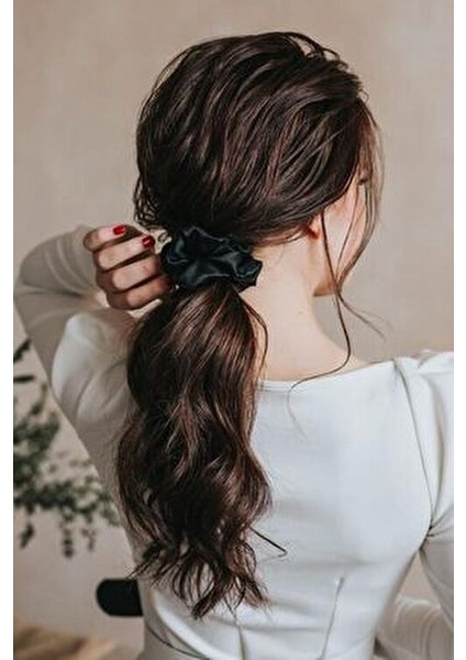 Kadın 6'lı Siyah Saten Saç Lastik Toka Seti fırsatları