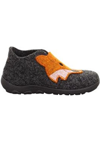 Füme Erkek Çocuk Panduf Yumuşak Keçe Malzeme ile Eğlenceli Tilki Deseni