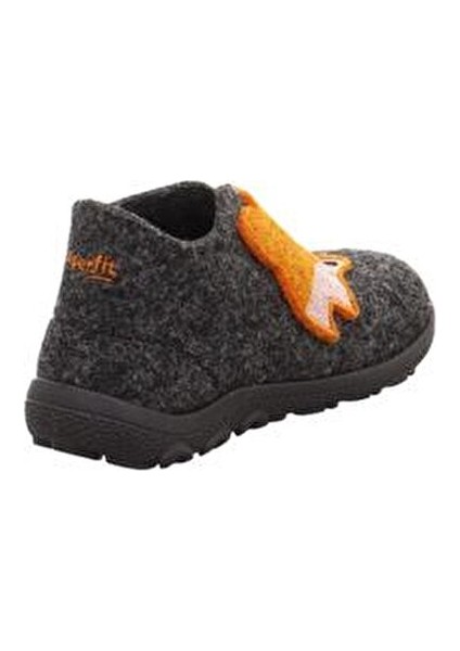 Füme Erkek Çocuk Panduf Yumuşak Keçe Malzeme ile Eğlenceli Tilki Deseni