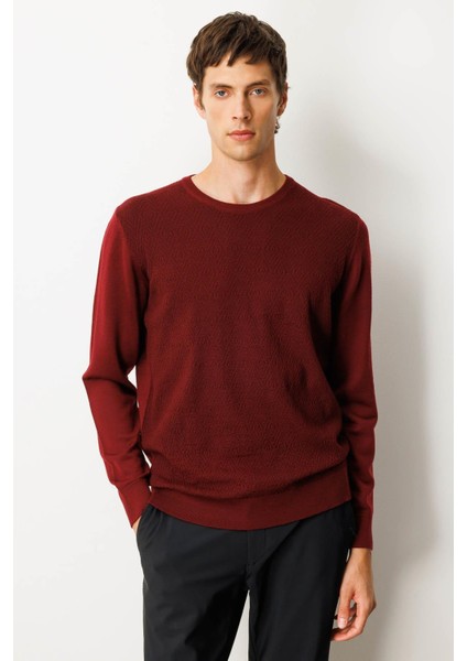 Erkek Sıfır Yaka Önü Baklavalı Triko Kazak Bordo fiyatları