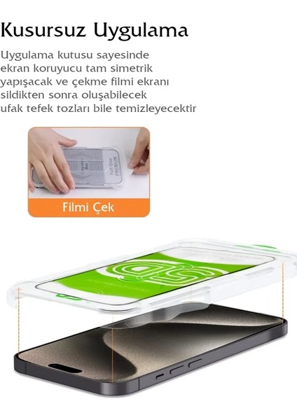 iPhone 17 Pro Yüksek Kalite Kolay Uygulama Aparatlı Ekran Koruyucu 5d Tam Kaplayan Temperli Cam modelleri