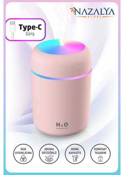 H2O 300 ml Ulrasonik Hava Nemlendirici ve Aroma Difüzörü