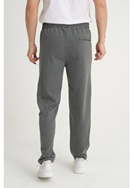 Erkek Antrasit Rahat Kesim Düz Paça Nakış Detaylı Penye Kumaş Eşofman Altı fırsatları