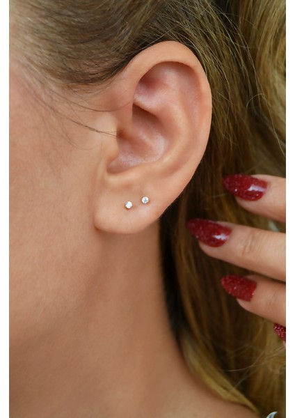 Sacce Scarves&Accessories Zirkon Taşlı 2 mm Tektaş Küpe indirimleri