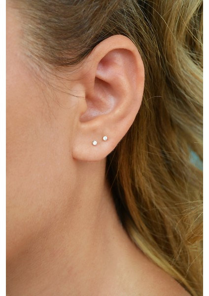 Sacce Scarves&Accessories Zirkon Taşlı 2 mm Tektaş Küpe