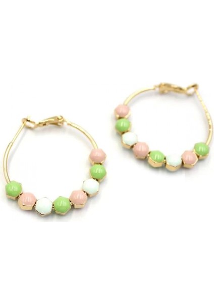 Mineli Halka Küpe - Yeşil fiyatları