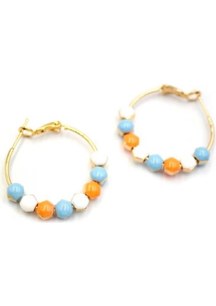 Mineli Halka Küpe - Turuncu