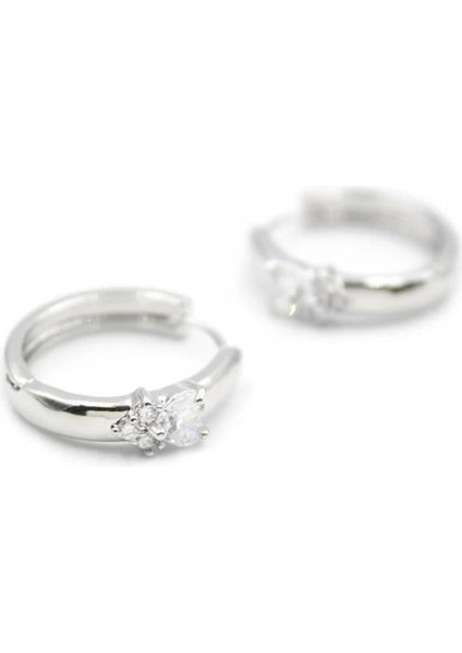 Kalp Halka Küpe - Beyaz