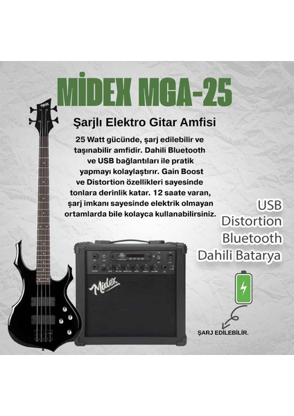 MBG-410BK-25AMP 4 Telli Bas Gitar ve 25W Amfi Gigbag Kulaklık Set fiyatları