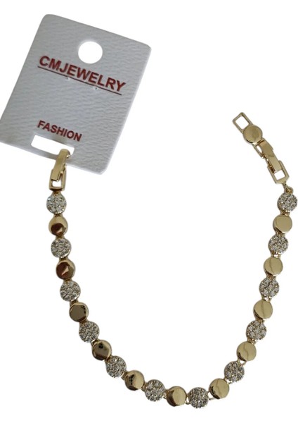 Çelik Vip Serisi 14K Görünümlü Taşlı Yuvarlak Motifli Bileklik fırsatları