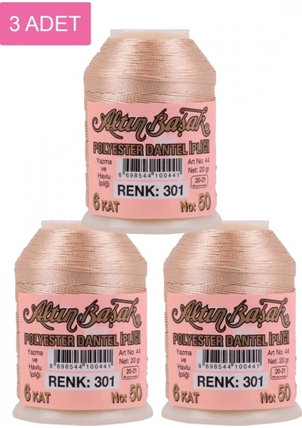 3 Adet Altınbaşak Oya ve Dantel Ipi 20 gr - - No: 301