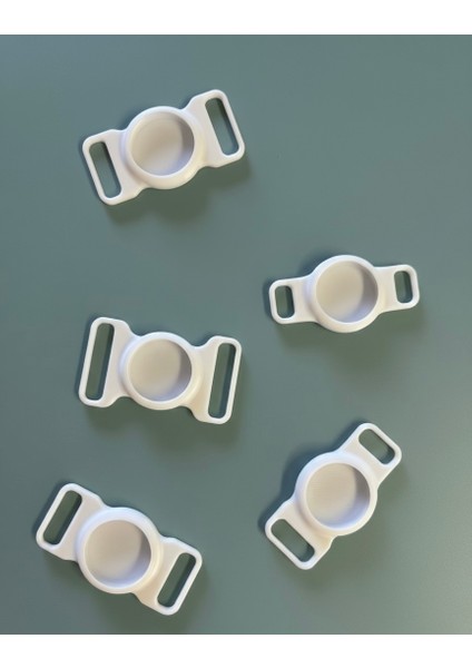 Dayanıklı Tpu Silikon Airtag Tutucu – Köpek ve Kedi Tasmaları Için Airtag Tasma Kılıfı -Beyaz -Tasma Genişlik Seçenekli