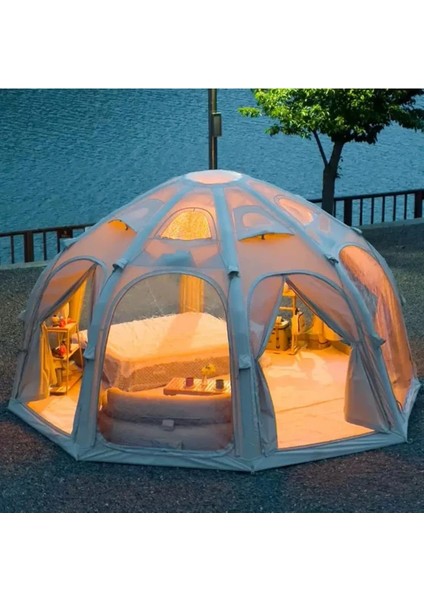 19.6 Metrekare Küresel Kubbe Şişme Çadır Bej