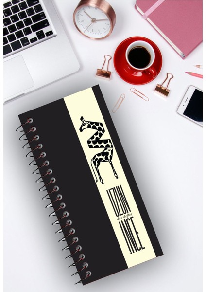 Uzun Ince Dar Defter Koleksiyonu / Kalın Karton Kapak Çizgisiz Spiralli 21*10 Cm. 96 Sayfa