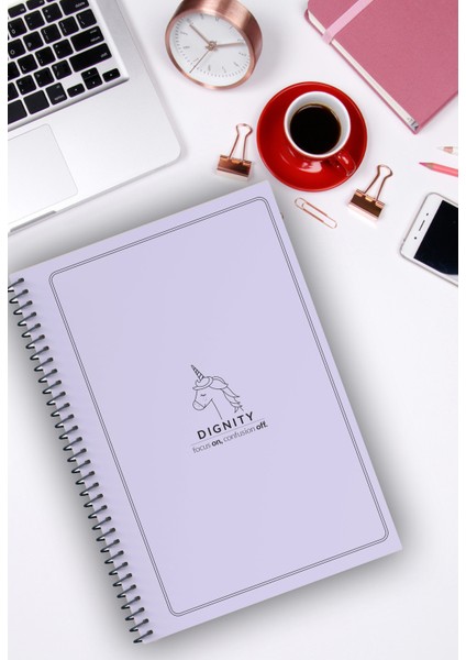 A5 Spiralli Çizgili 96 Sayfa Kalın Karton Kapak Okul Defteri Pastel Seri Dignity