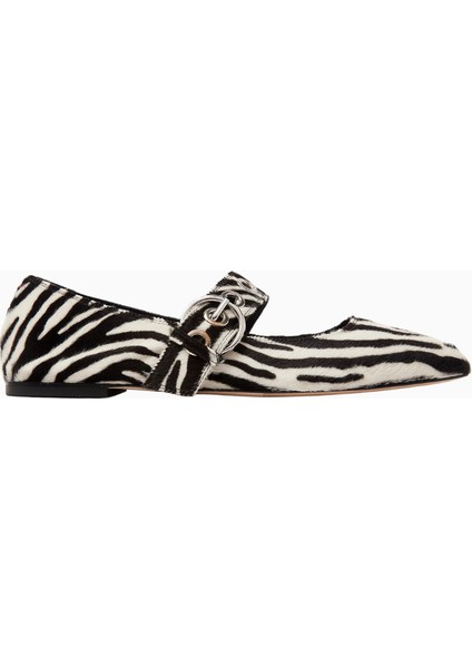 Aeyde Uma Eyelet Babet, Zebra Ponyhair, Metal Tokalı, Italyan El Yapımı Lüks Tasarım