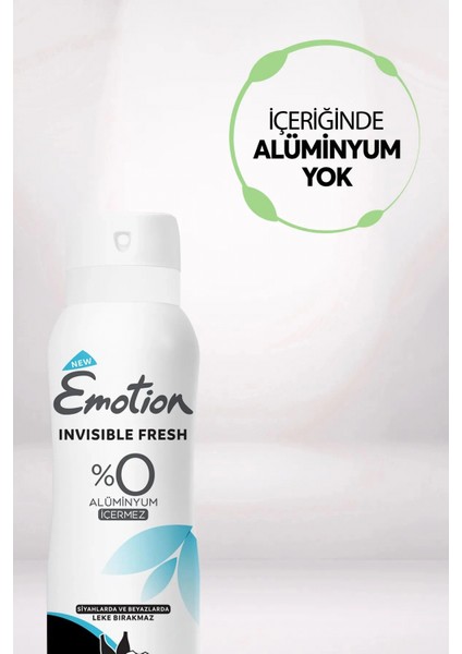 3 Adet Emotion Invisible Fresh Black & White Kadın Deodorant 150ML Vegan, Leke Bırakmaz indirimleri