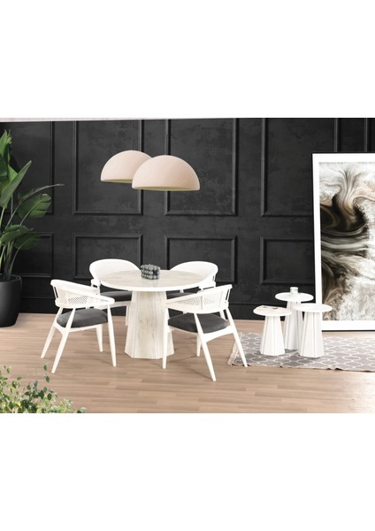 Uyar Marmo Highgloss 4Adet Gazel Sandalye 100*100 Pota Sabit Masa Takımı fiyatları