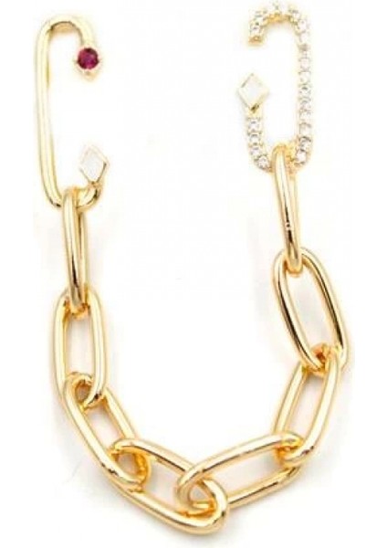 Tek Kulak Zincir Küpe - Altın