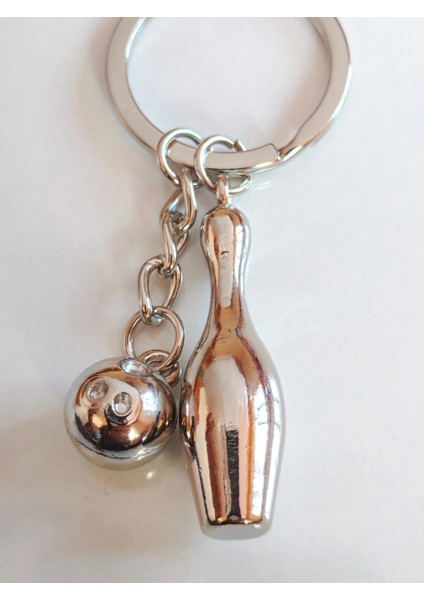 Gümüş Renkli Bowling Topu ve Labut Metal Anahtarlık fiyatları