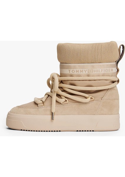Tommytech Logo Şeritli Sıcak Kar Kadın Bej Bot FW0FW08998ACC modelleri