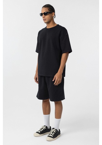 Basic Oversize Şort Takım Siyah modelleri