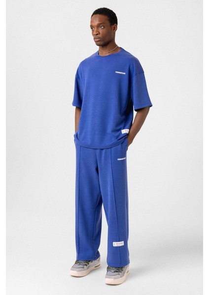 Etiket Detaylı Oversize Modal Kumaş Eşofman Takım Saks fırsatları