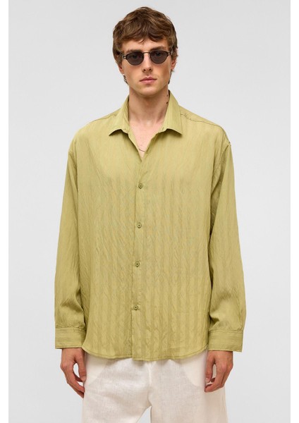 Oversize Uzun Kollu Modal Kumaş Gömlek Yeşil fiyatları