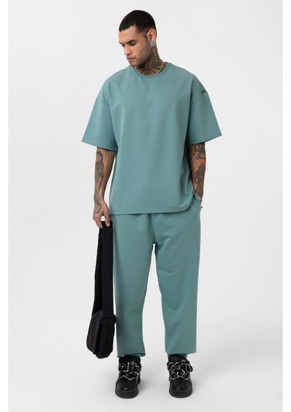 Paça Lastikli Basic Oversize Eşofman Takımı Mint modelleri