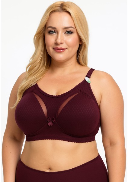 C Cup Telsiz Süngerli Önü Kumaş ve Tül Detaylı Yandan Destek Telli Toparlayıcı Sütyen