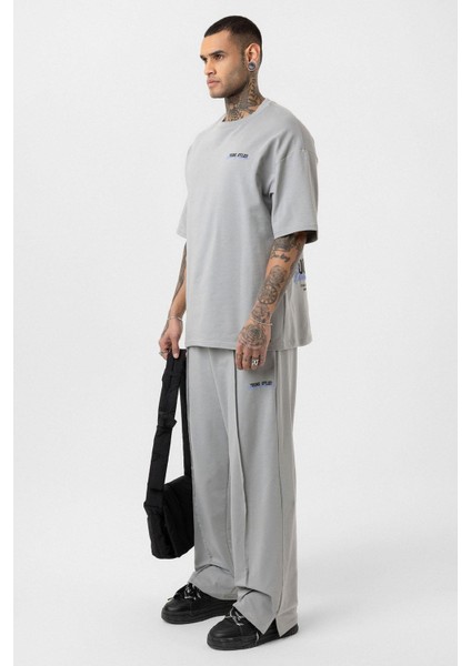 Paça Yırtmatçlı Oversize Eşofman Takım Gri modelleri